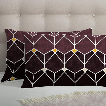 6 Piece - Purple Gradient Geometric Checked Duvet Cover Set