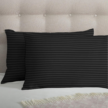 6 Piece - Black Striped Duvet Cover Set