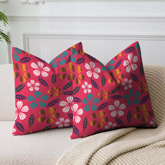 Punch Flowered Printed Cushion Cover