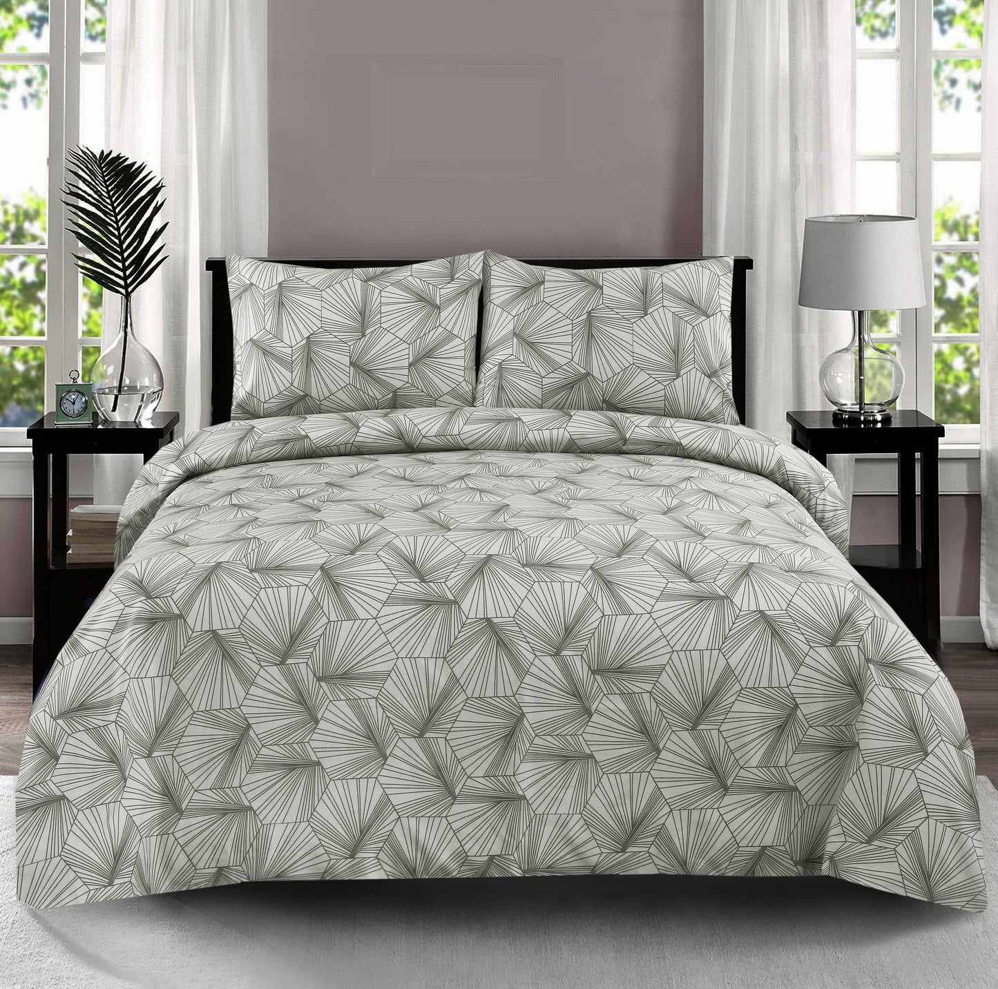 3/6 Piece - Hexa Grey Lined Set - 3161