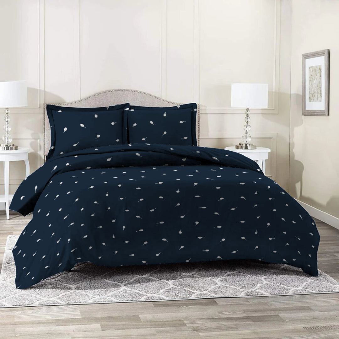 6 Piece - Blue Racket Printed Duvet Cover Set