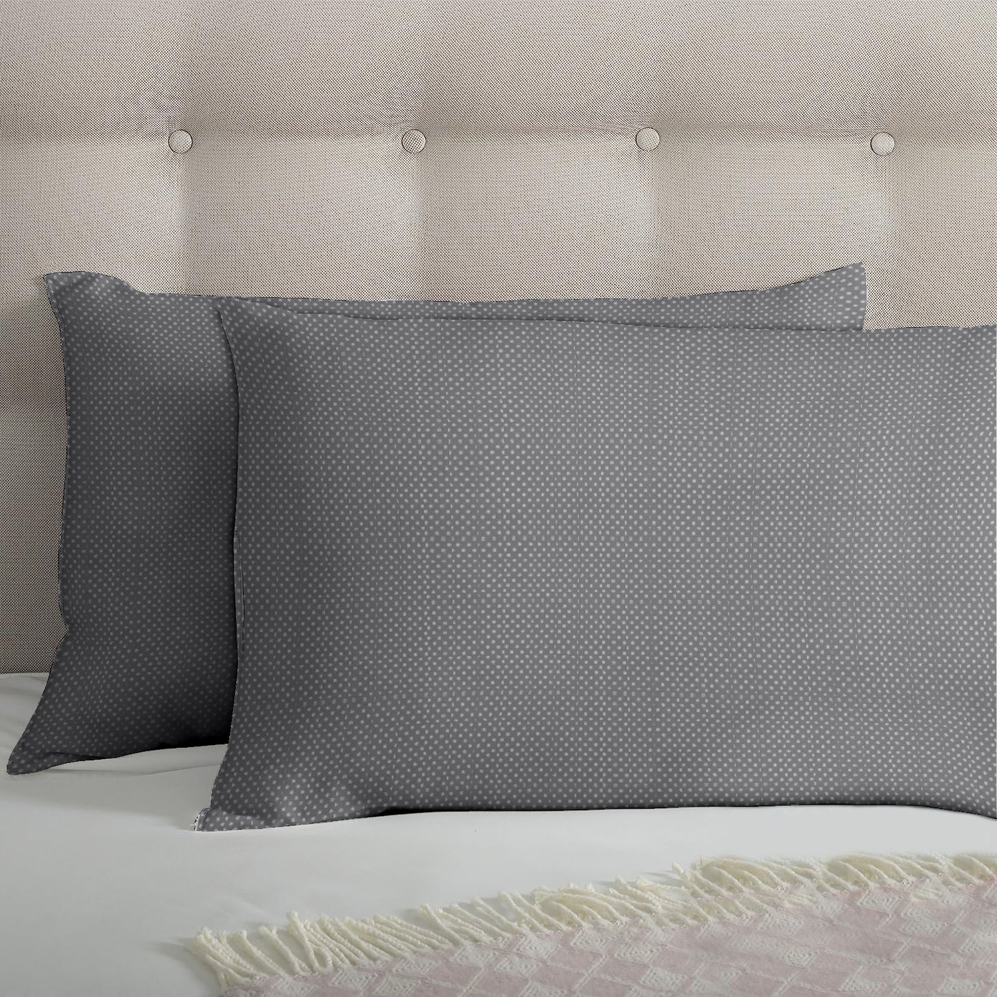 6 Piece - Grey Dots Printed Duvet Cover Set