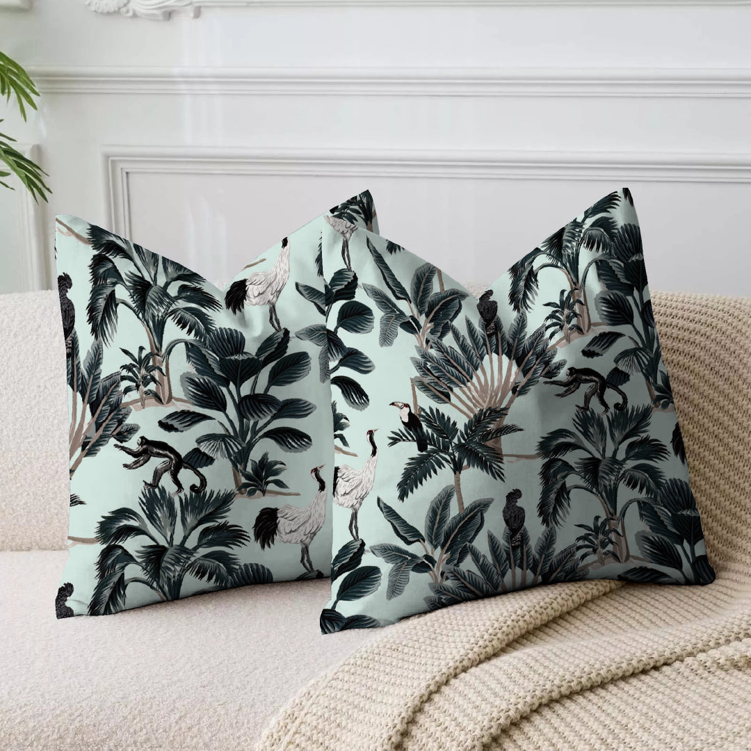 Tropical Leaves Printed Cushion Cover