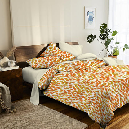 6 Piece - Leopard Patterened Orange Printed - Comforter Set