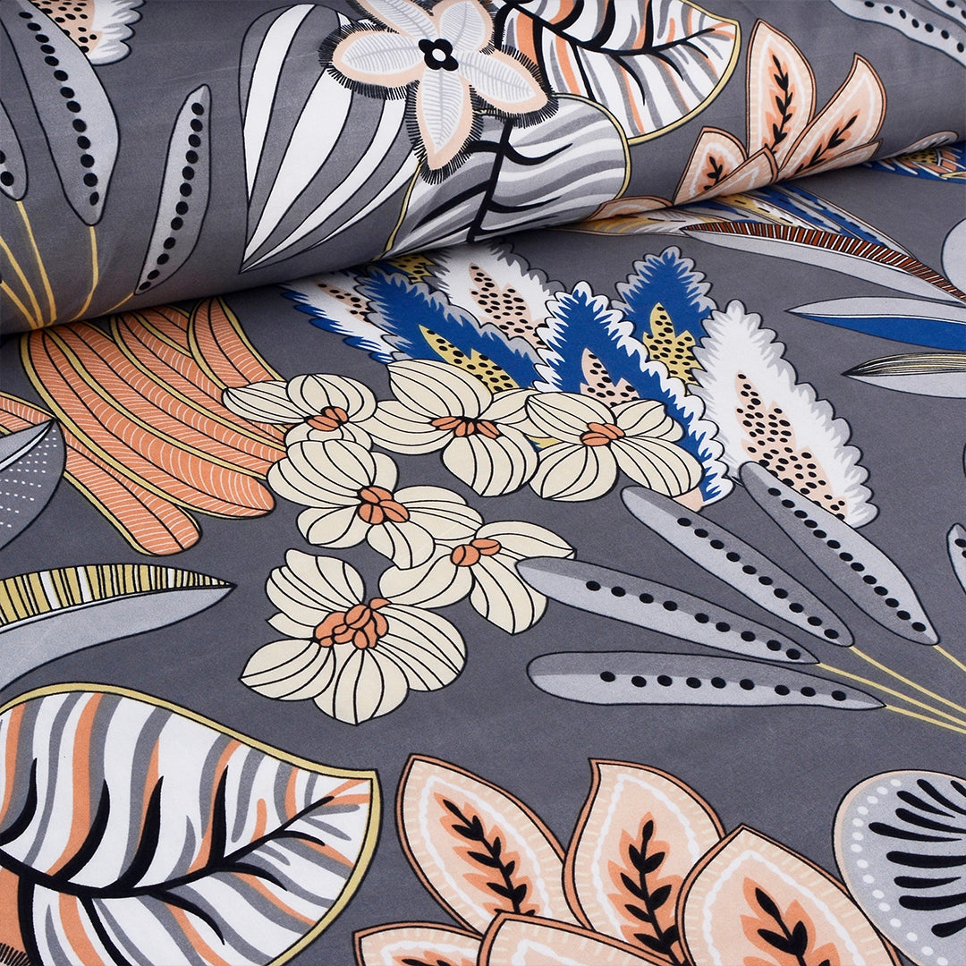 3/6 Piece - Grey & Peach Floral Bloom Set - 3392