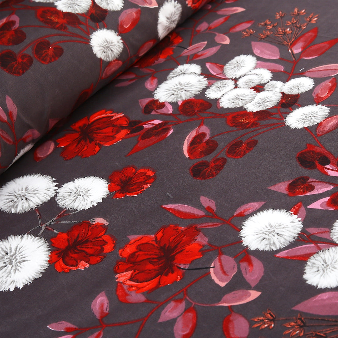 3/6 Piece - Dark Grey Floral Bunch Set - 3379