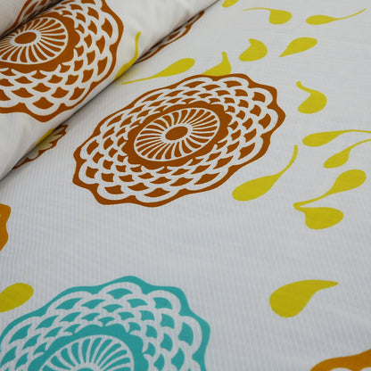 3/6 Piece - Teal & Mustard Round Flower  Set - 3365
