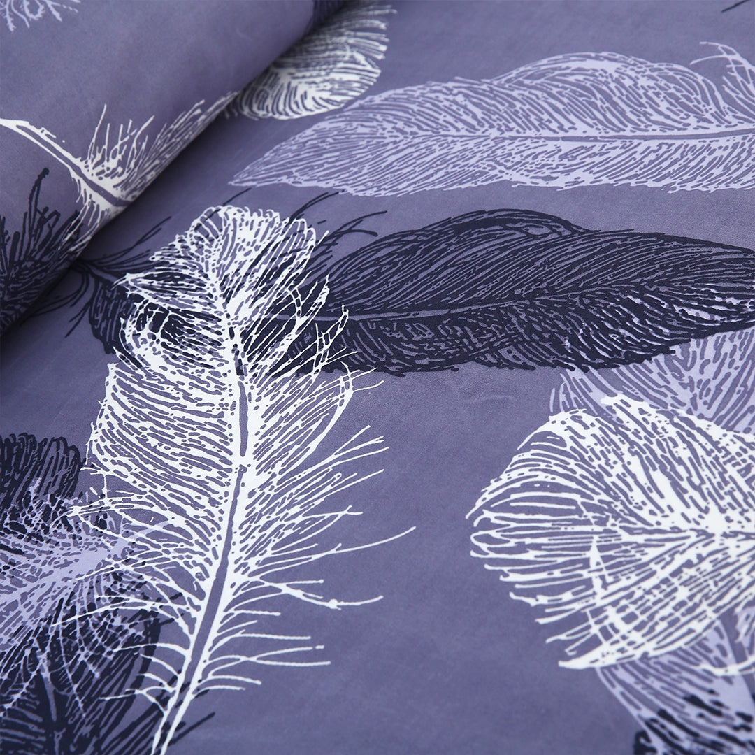 3/6 Piece - Lavender White Feather Print Set - 3386