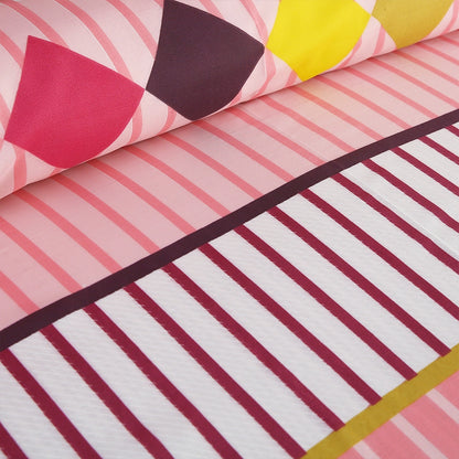 3/6 Piece - Berry Lattice & Blush Stripe Ensemble Set - 3340