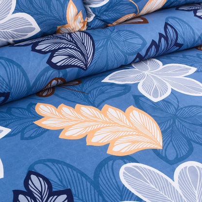 3/6 Piece - Sky Blue & Peach Leaf Print Set - 3389
