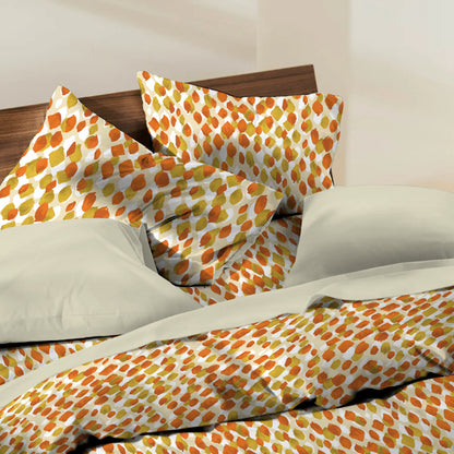 6 Piece - Leopard Patterened Orange Printed - Comforter Set