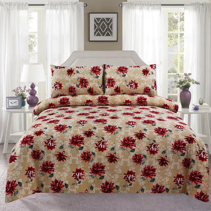 3/6 Piece - Tan & Red Floral Set - 3250