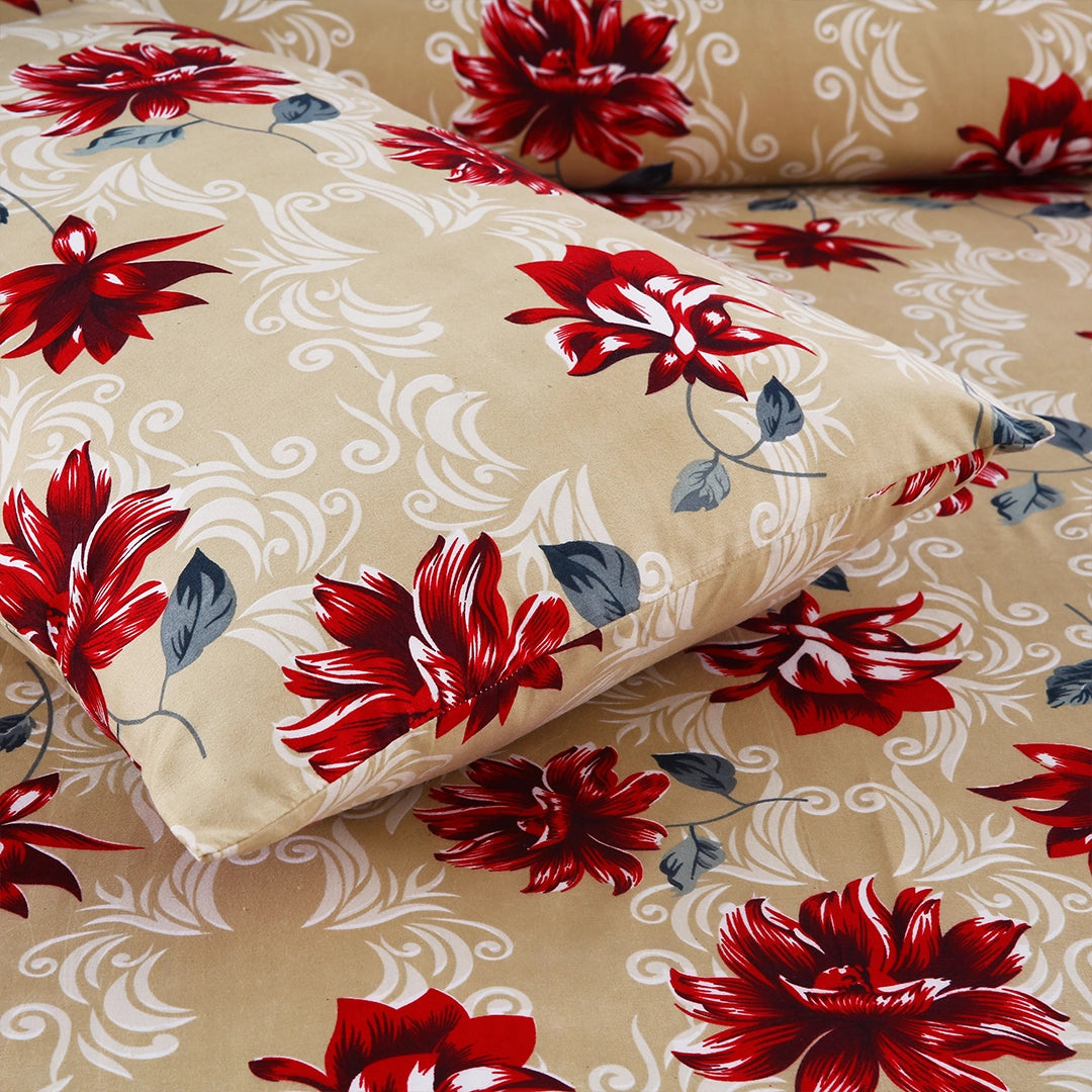 3/6 Piece - Tan & Red Floral Set - 3250