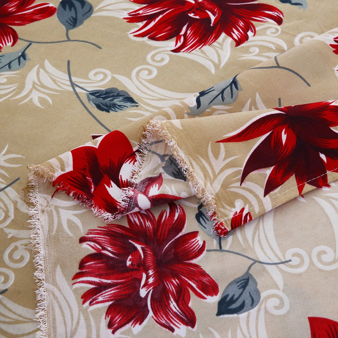 3/6 Piece - Tan & Red Floral Set - 3250