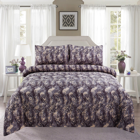 6 Piece - Grey Tie-Dye Printed Duvet Cover Set
