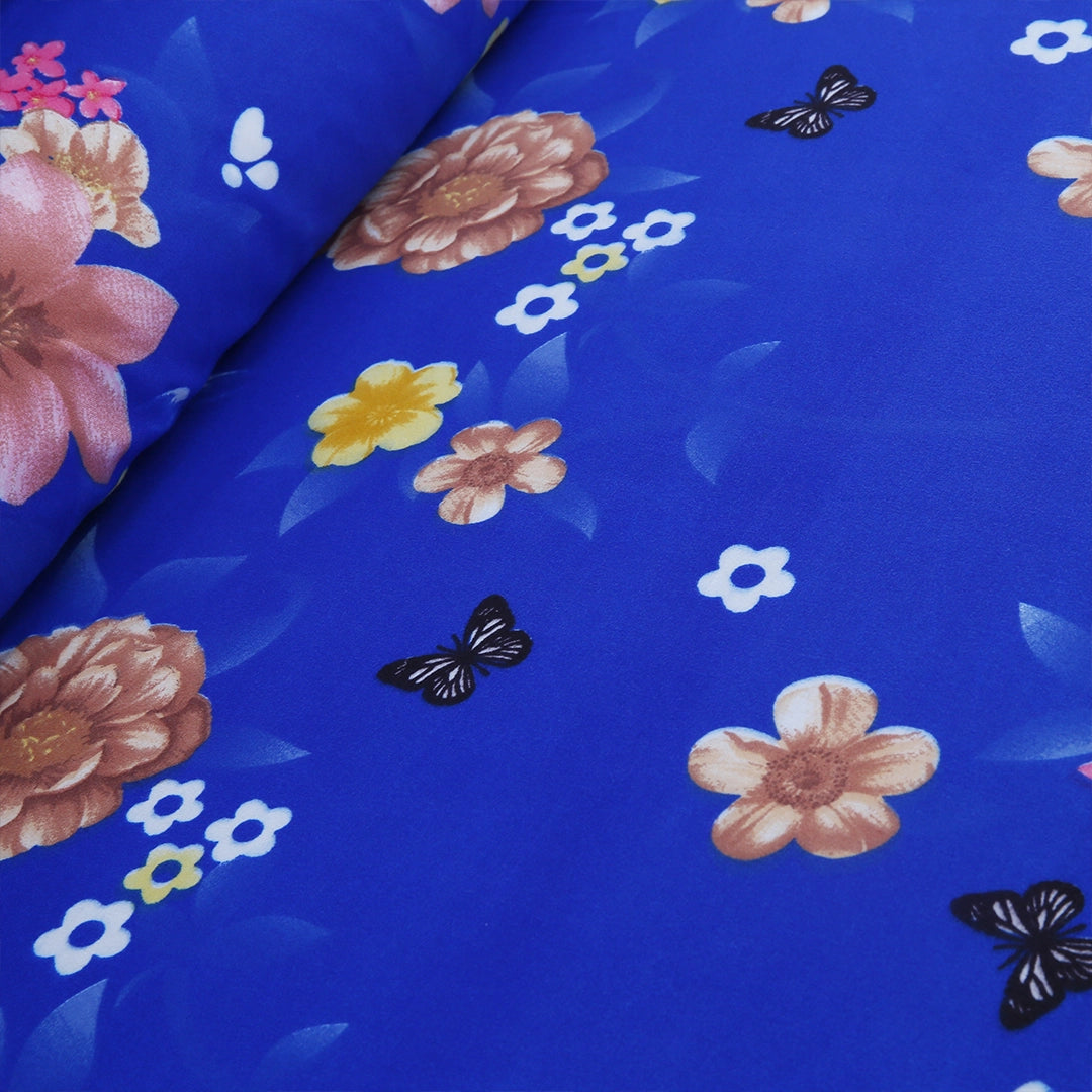 3/6 Piece - Blue & Brown Floral Set - 3257