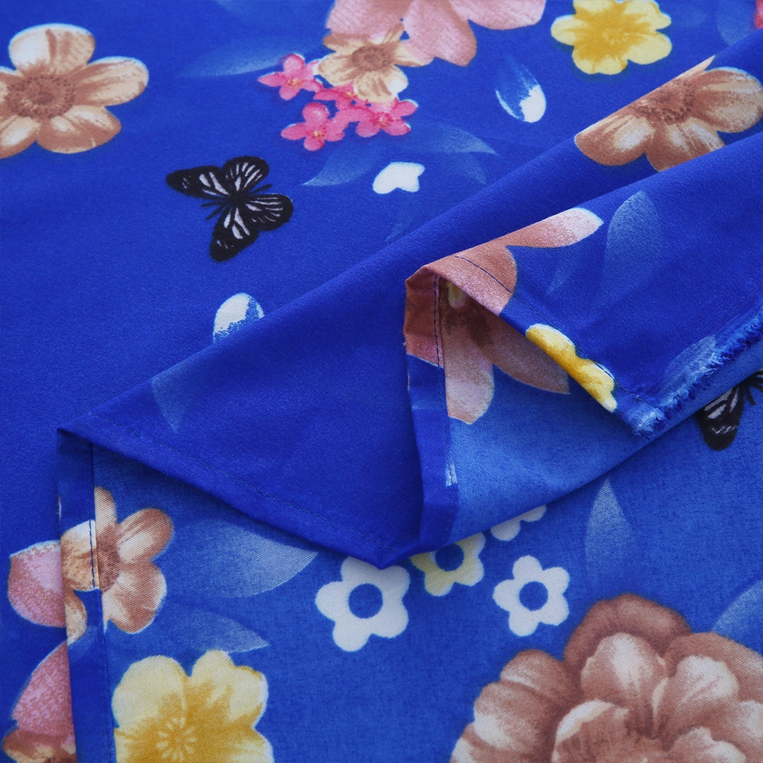 3/6 Piece - Blue & Brown Floral Set - 3257