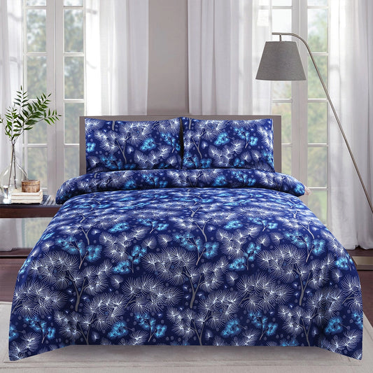 6 Piece - Blue Dandelion Printed Duvet Cover Set