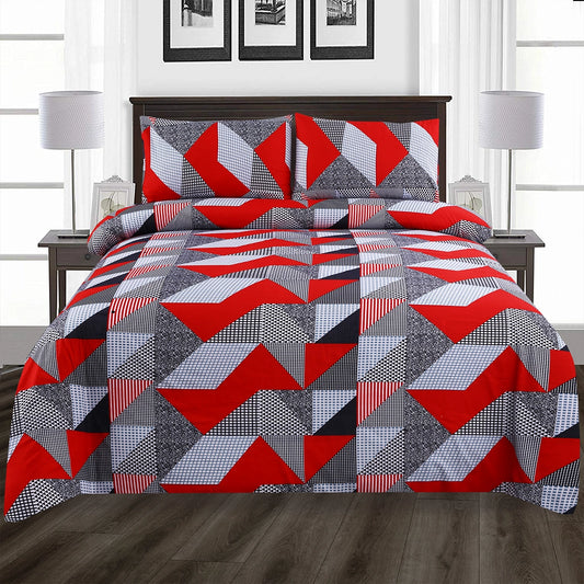 6 Piece - Multi Color Geometric Printed Duvet Cover Set