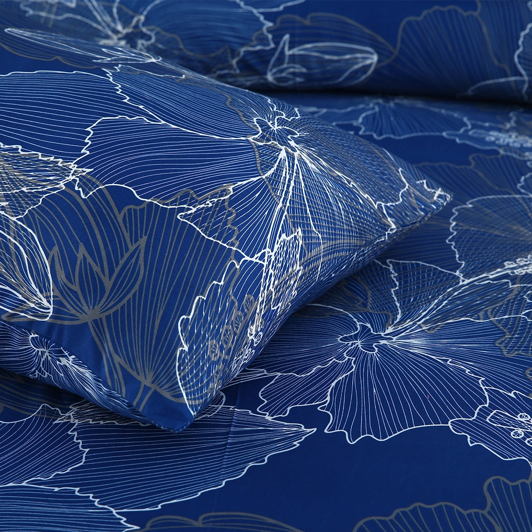 3/6 Piece - Royal Blue and White Hibiscus Set - 3271