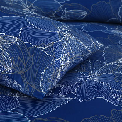 3/6 Piece - Royal Blue and White Hibiscus Set - 3271