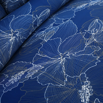 3/6 Piece - Royal Blue and White Hibiscus Set - 3271