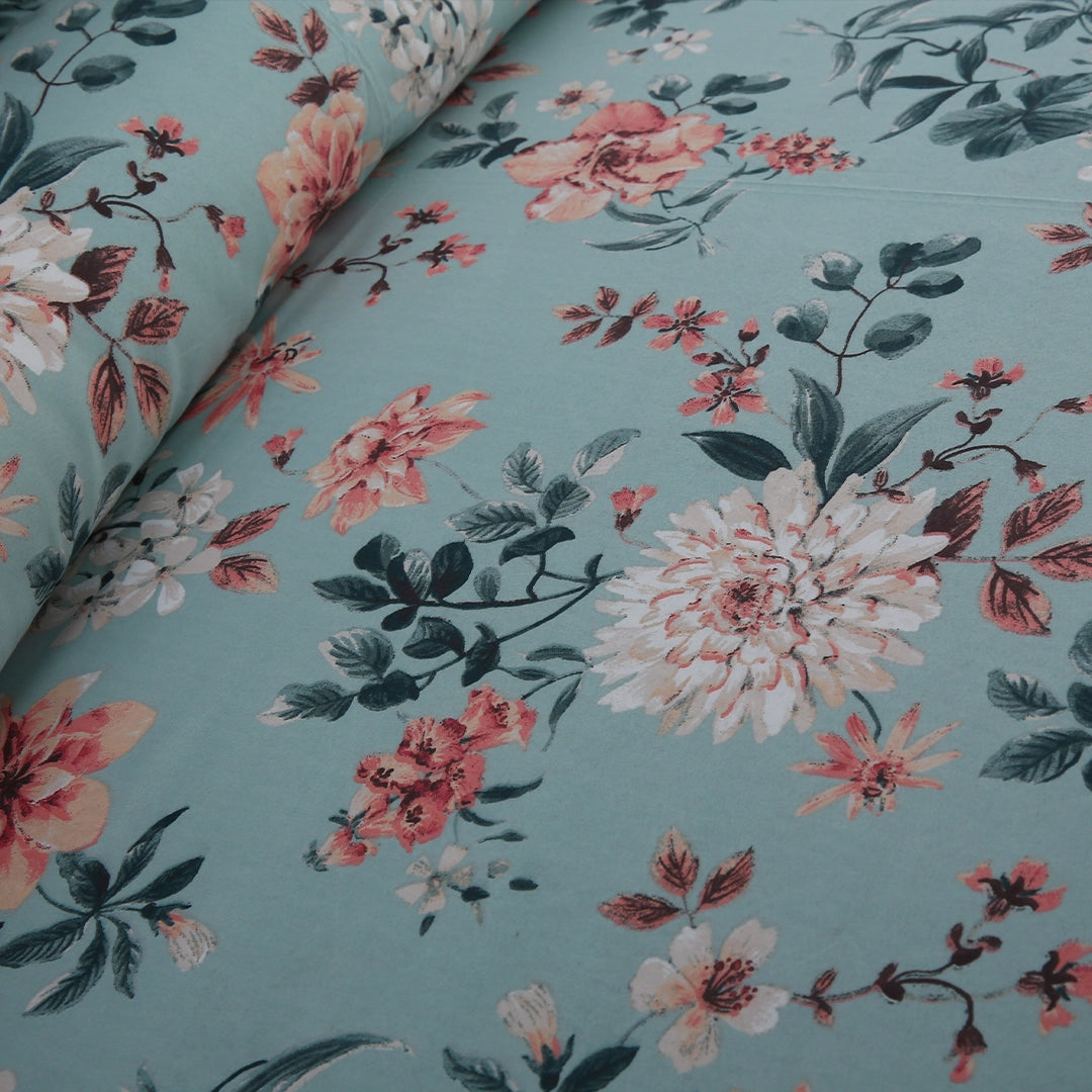 3/6 Piece - Teal and Coral Floral Set - 3273