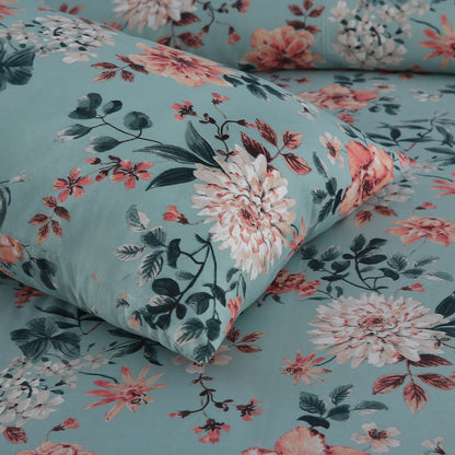 3/6 Piece - Teal and Coral Floral Set - 3273