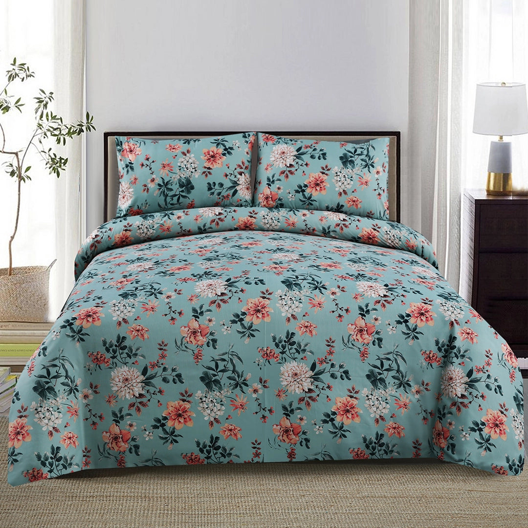 3/6 Piece - Teal and Coral Floral Set - 3273