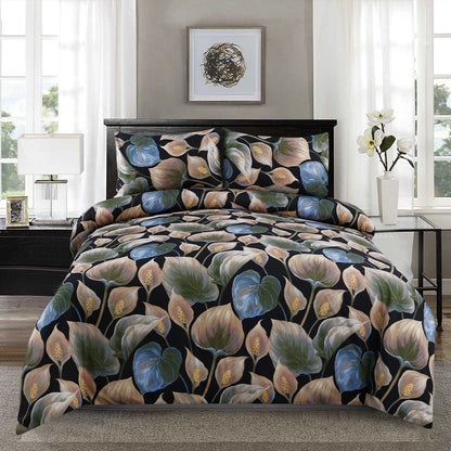 3/6 Piece - Black Tropical Leaf Set - 3274