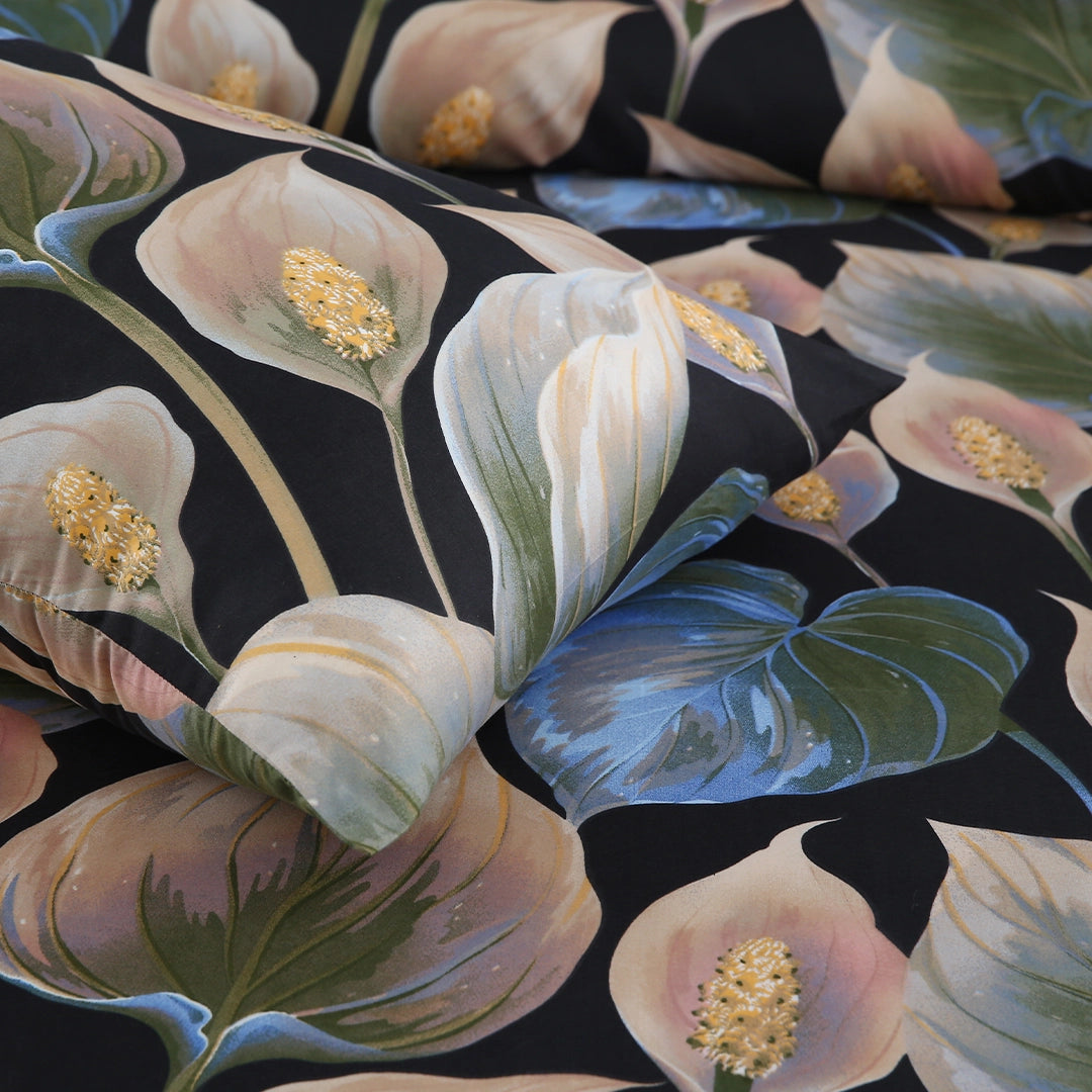 3/6 Piece - Black Tropical Leaf Set - 3274