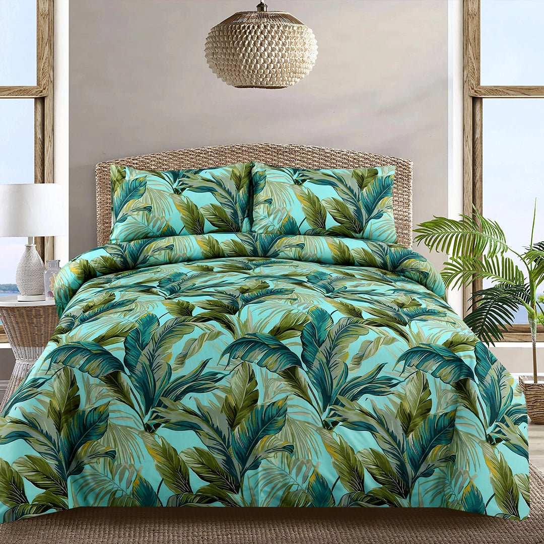 3/6 Piece - Teal and Green Tropical Leaf Set - 3277