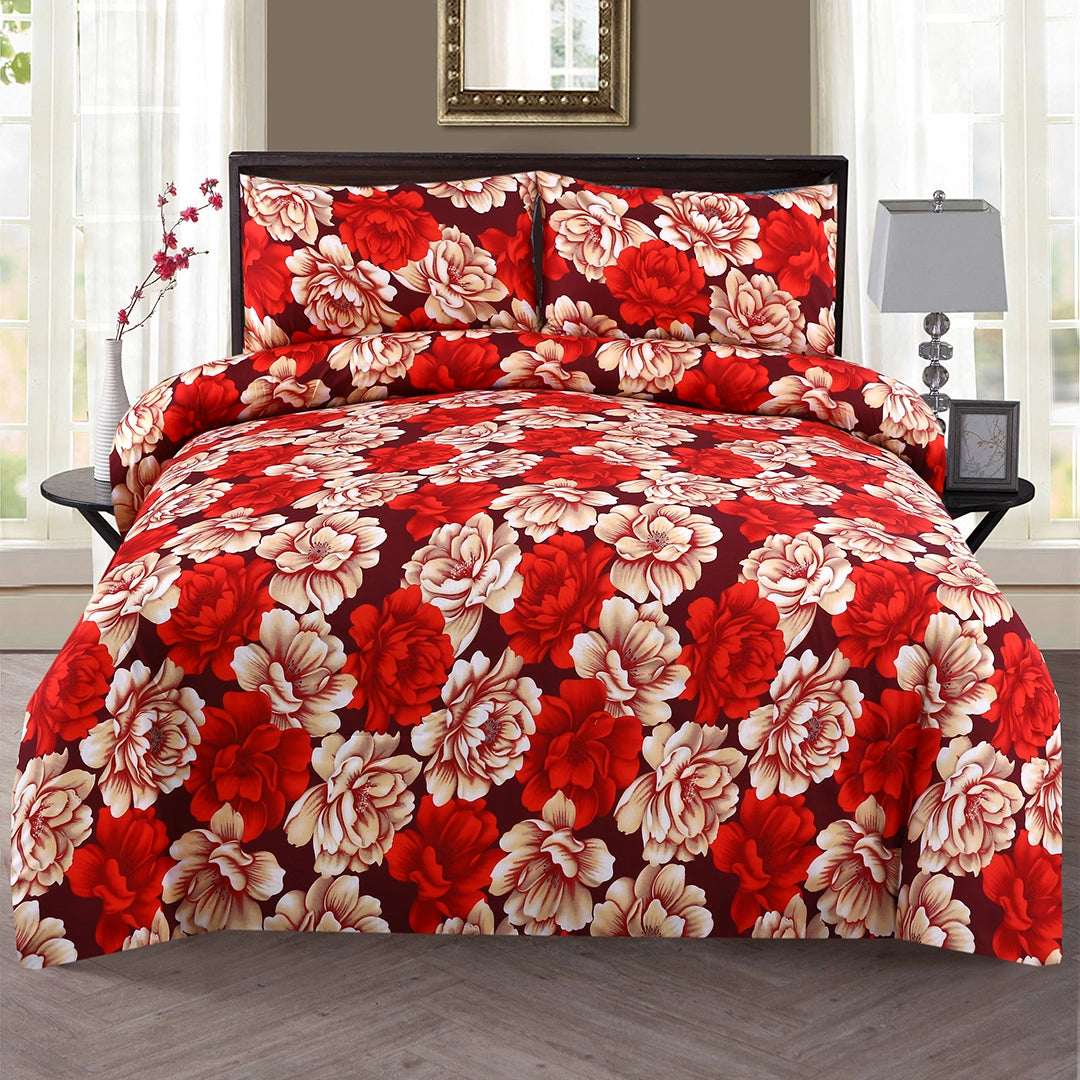 3/6 Piece - Bold Red and White Floral Set - 3278
