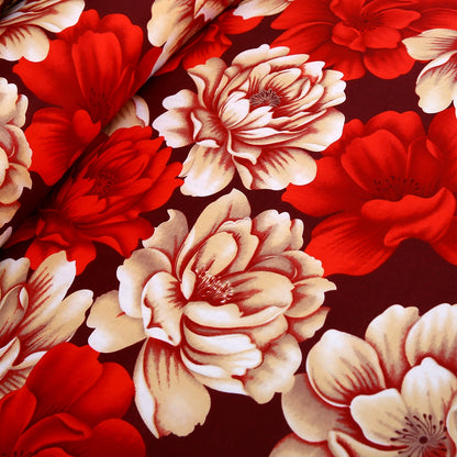 3/6 Piece - Bold Red and White Floral Set - 3278