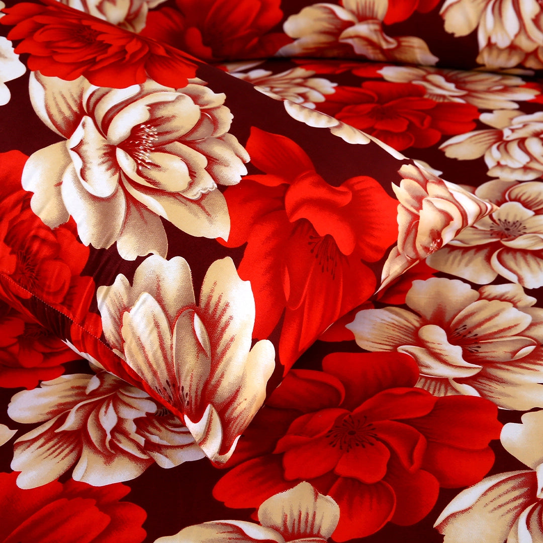 3/6 Piece - Bold Red and White Floral Set - 3278