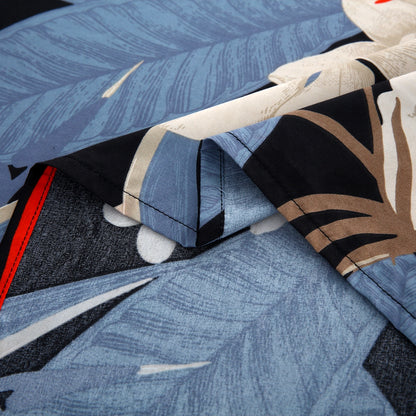 3/6 Piece - Black and Blue Tropical Floral Set - 3279