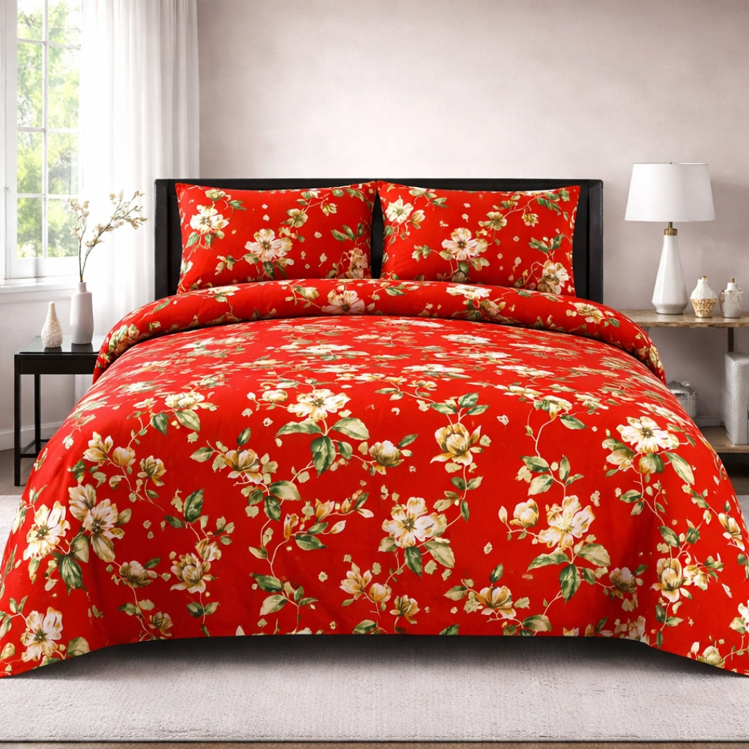 3/6 Piece - Red Floral Print Set - 3285