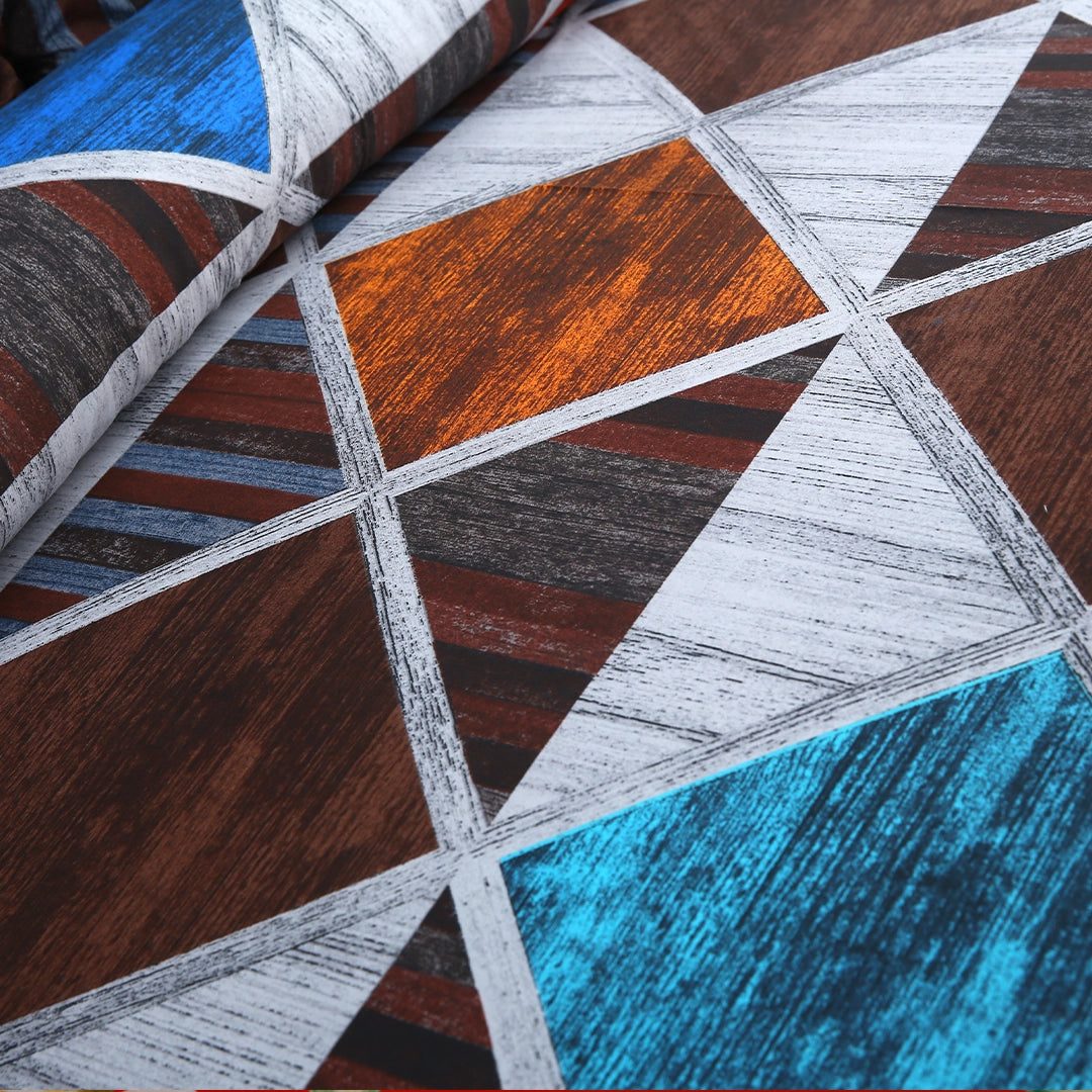 3/6 Piece - Brown and Blue Tribal Pattern Set - 3286