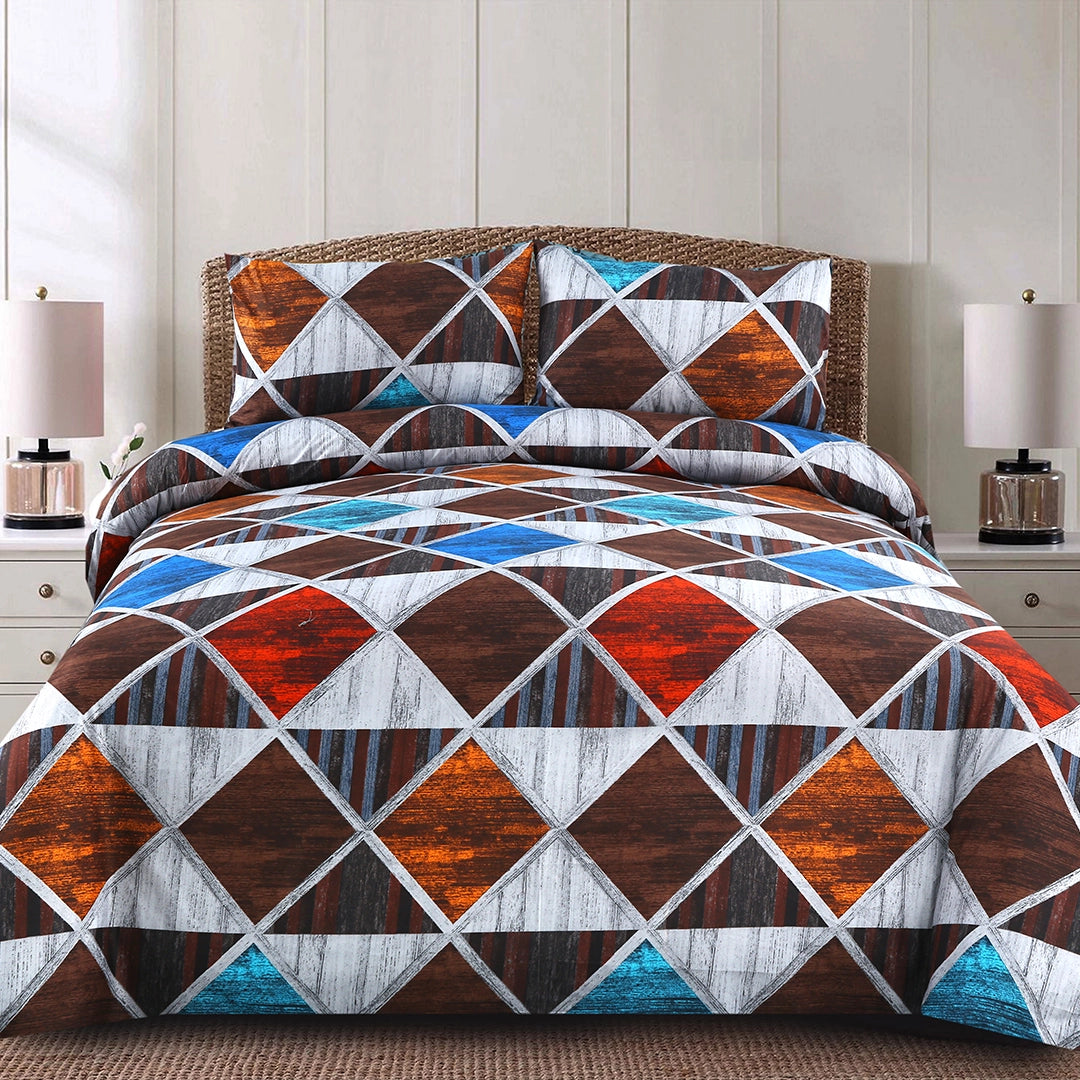 3/6 Piece - Brown and Blue Tribal Pattern Set - 3286
