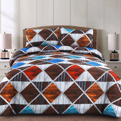 3/6 Piece - Brown and Blue Tribal Pattern Set - 3286