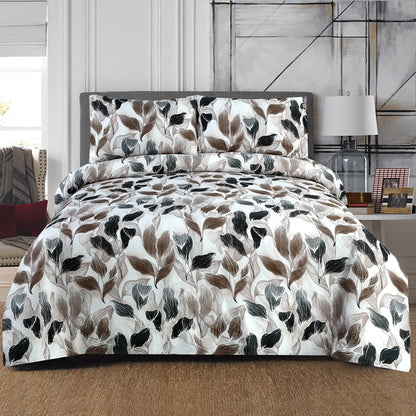 3/6 Piece - Sepia and Charcoal Leafy Set - 3290