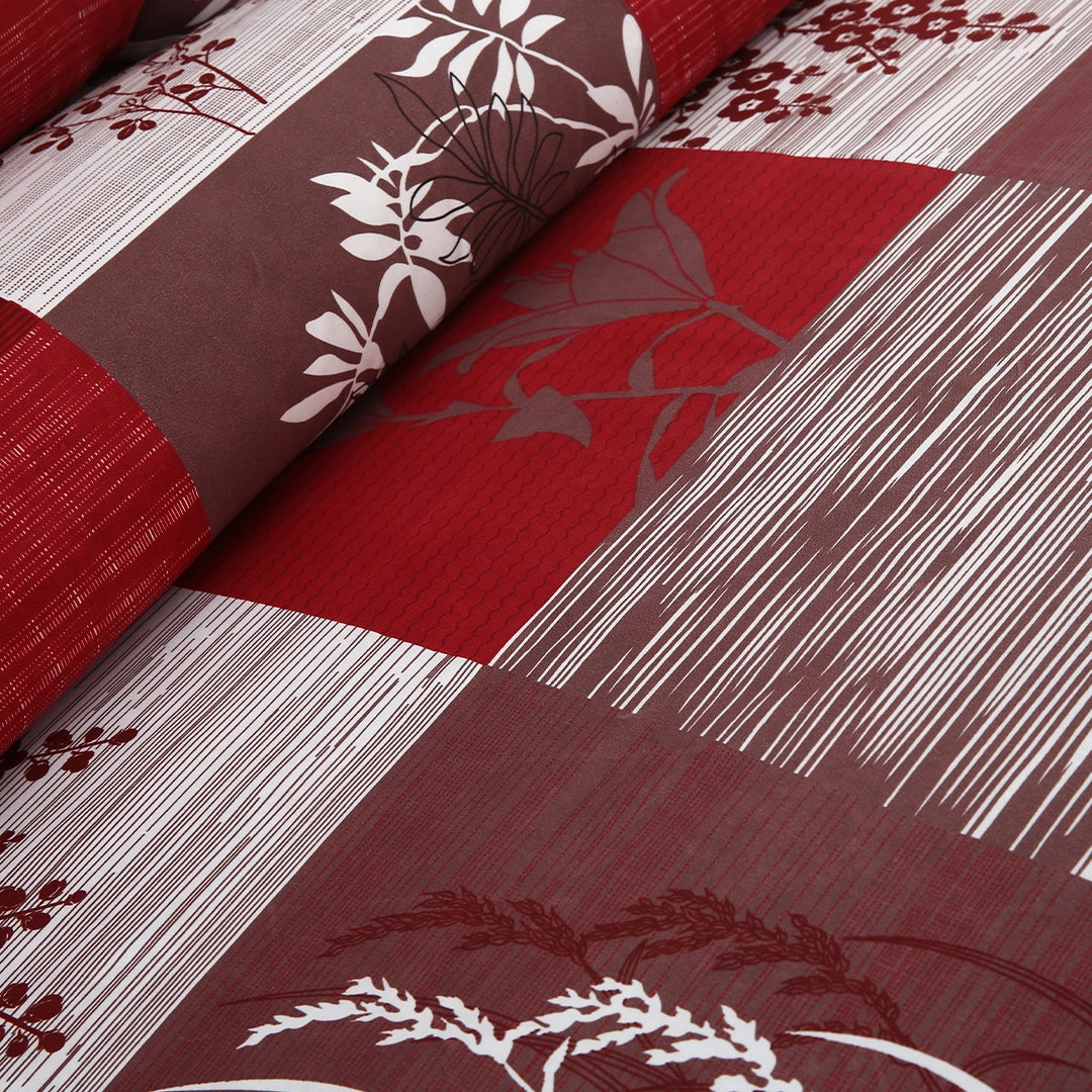 3/6 Piece - Crimson and Mocha Patchwork Set - 3292