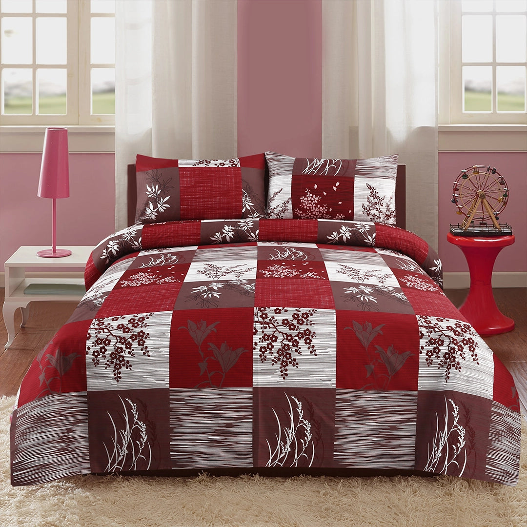 3/6 Piece - Crimson and Mocha Patchwork Set - 3292