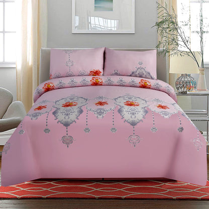 3/6 Piece - Peony Pink and Grey Damask Set - 3293