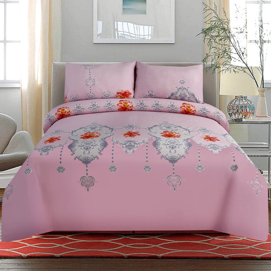 3/6 Piece - Peony Pink and Grey Damask Set - 3293