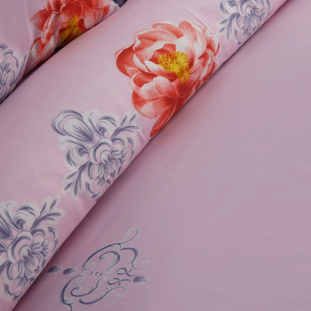 3/6 Piece - Peony Pink and Grey Damask Set - 3293