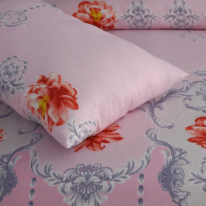 3/6 Piece - Peony Pink and Grey Damask Set - 3293