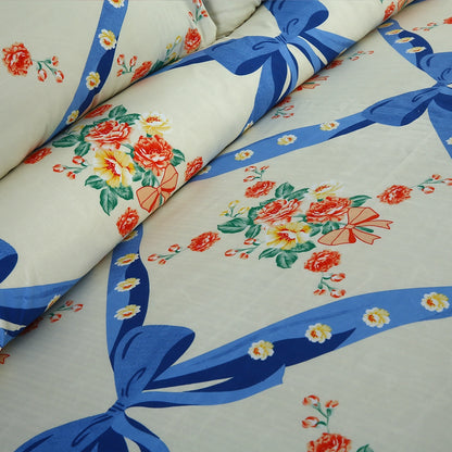 3/6 Piece - Blue Ribbon and Rose Bouquet Set - 3294