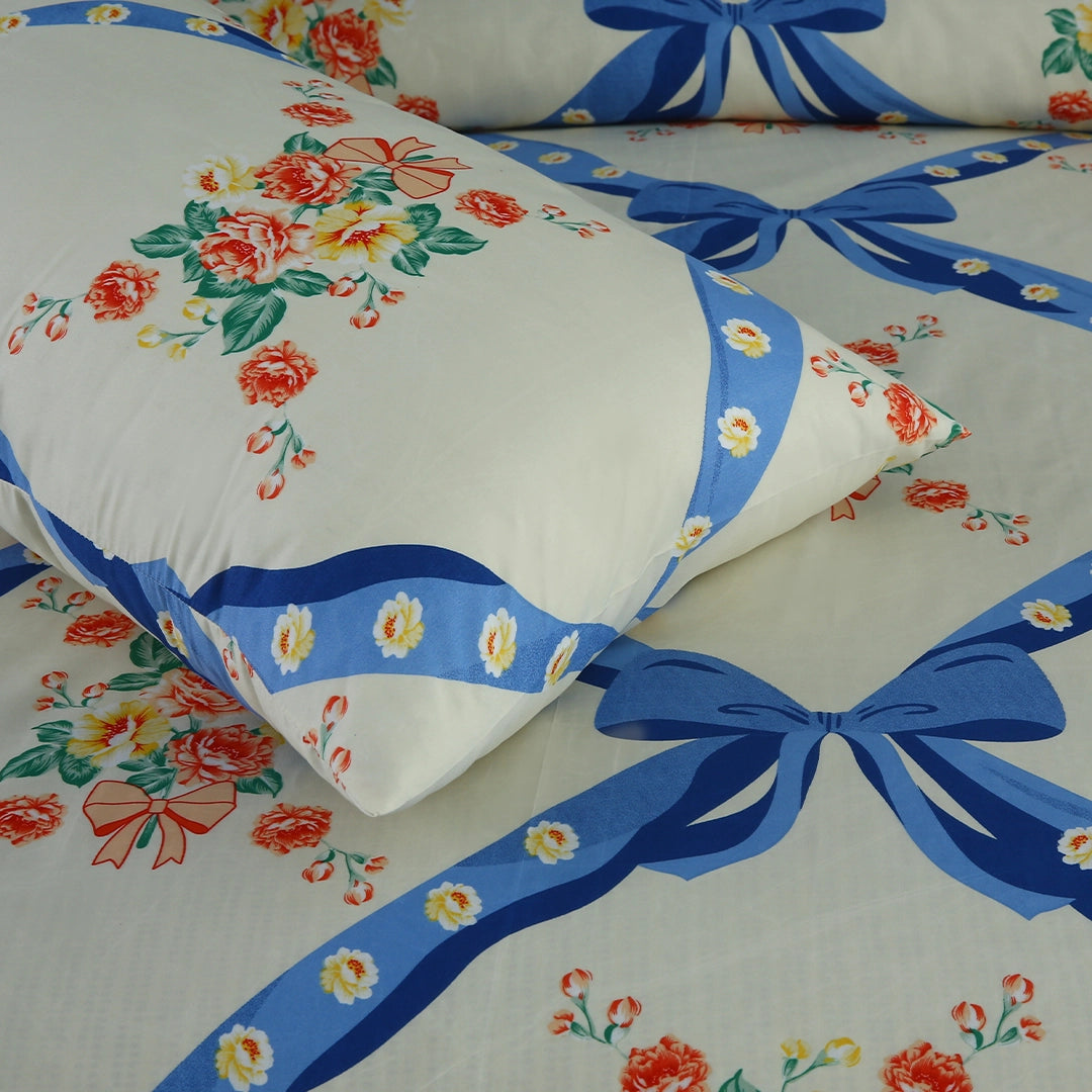 3/6 Piece - Blue Ribbon and Rose Bouquet Set - 3294