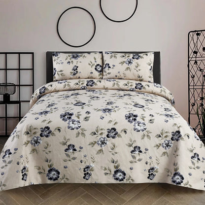 3/6 Piece - Soft Beige and Navy Flower Set - 3297
